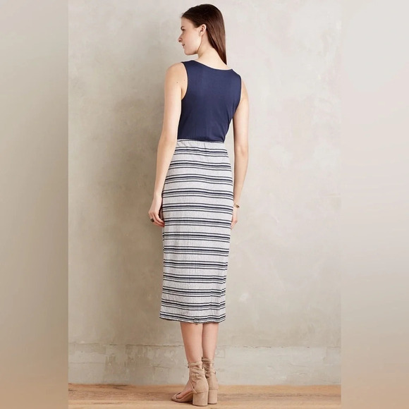 New Anthro Amadi Deryn Tie Front Midi Dress - Picture 9 of 10